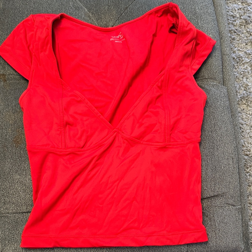Women's Red V-Neck Top